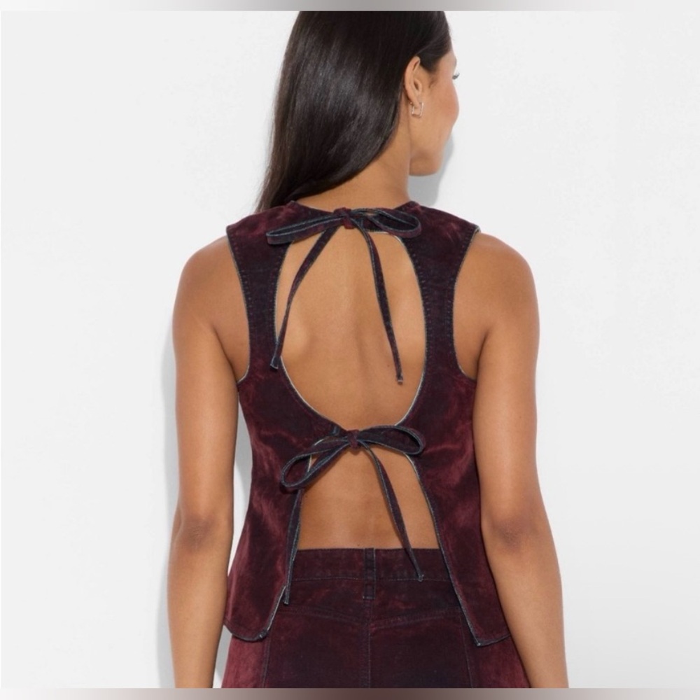 NWT Wild Fable open tie back jean tank top size XXS